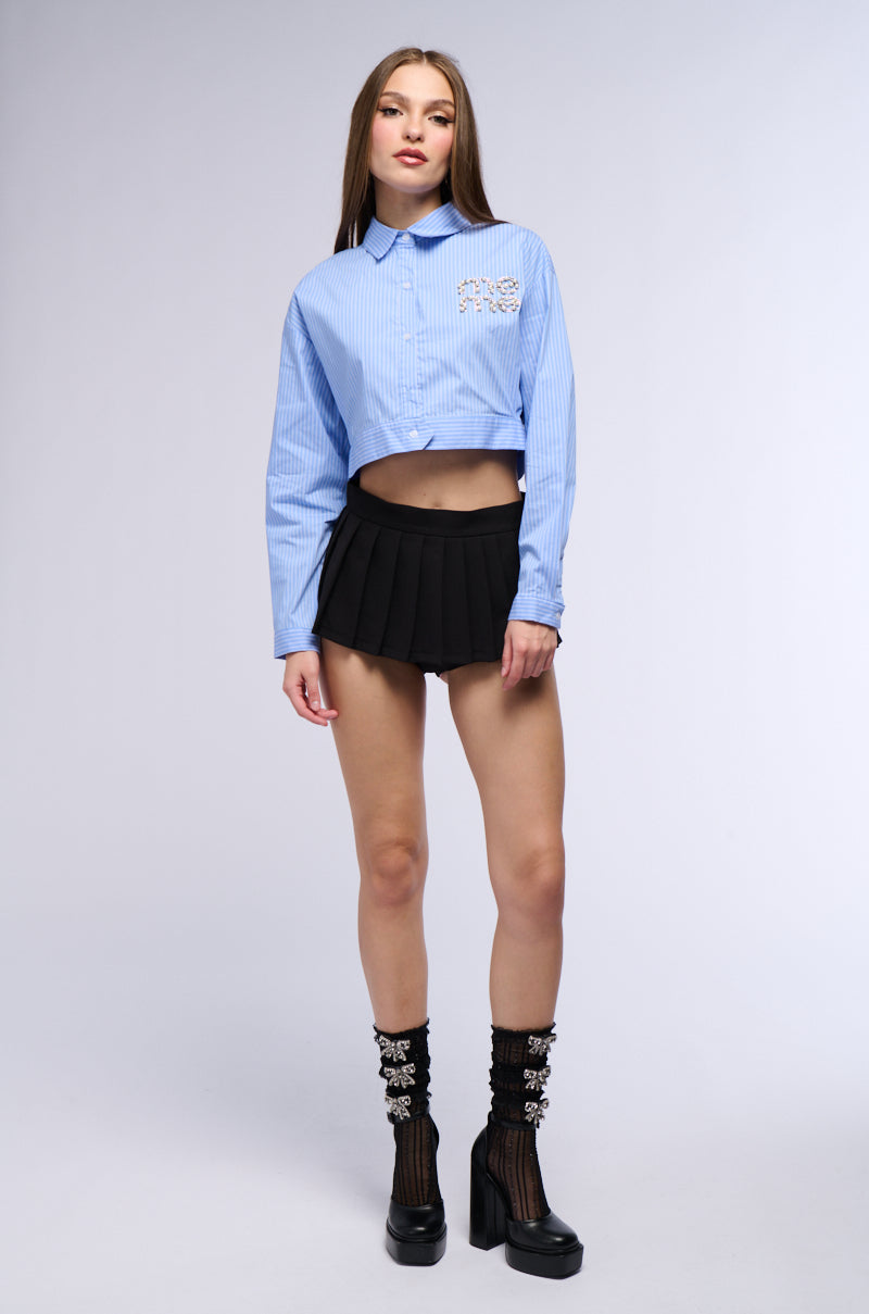 NEVER TOO SHORT MINI SKIRT IN BLACK