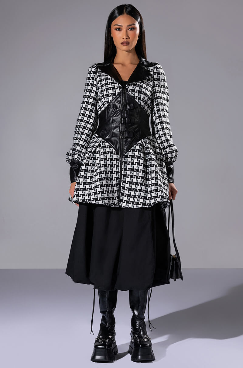 NEW ON THE BLOCK HOUNDSTOOTH MINI DRESS