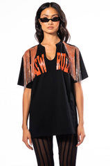 NEW RULES RHINESTONE DETAIL OVERSIZED TSHIRT