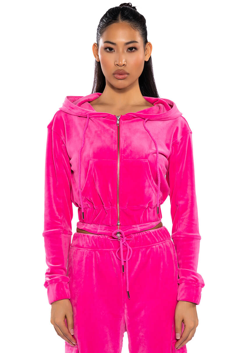 NEW RULES VELVET ZIP UP SWEATSHIRT
