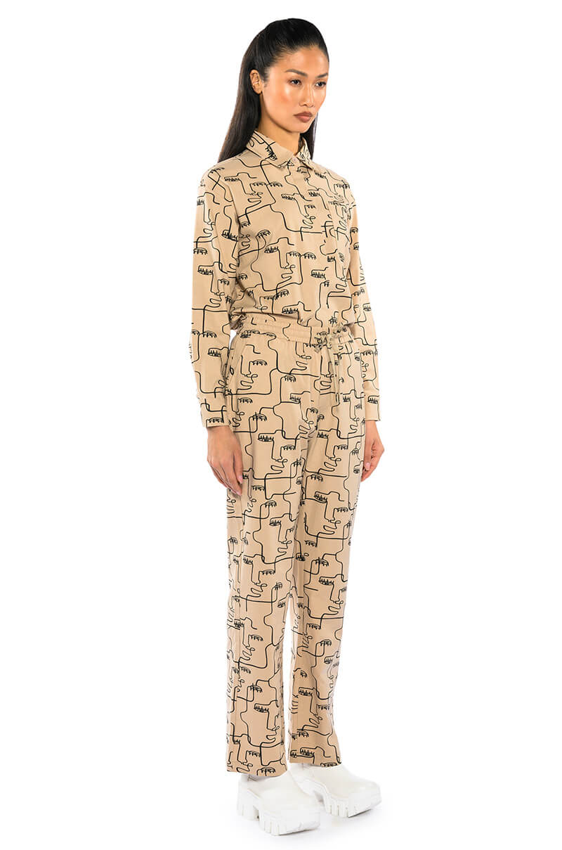 NEW SOCIETY PRINTED BUTTON DOWN TOP