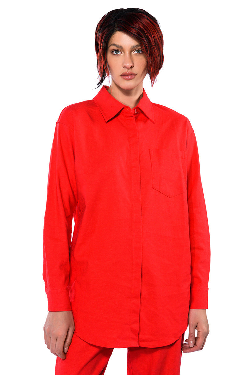 NEW SOCIETY PRINTED BUTTON DOWN TOP