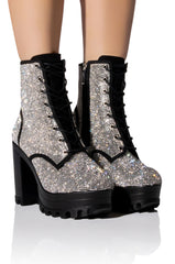 NEW STORY SILVER LACE UP BOOTIE