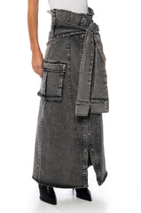 NEXT UP BLEACHED DENIM MAXI SKIRT