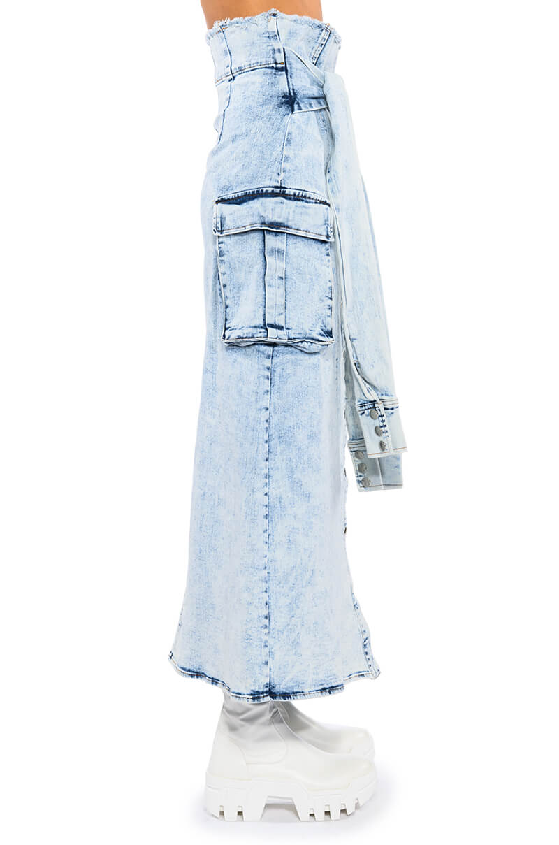 NEXT UP BLEACHED DENIM MAXI SKIRT