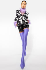 NICE TO MEET YOU FEATHER TRIM LONG SLEEVE ORGANZA BLOUSE