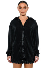 NIGHT OUT PLISSE BUTTON DOWN TOP
