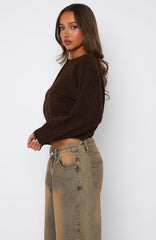Warm Whispers Knit Cardigan Chocolate