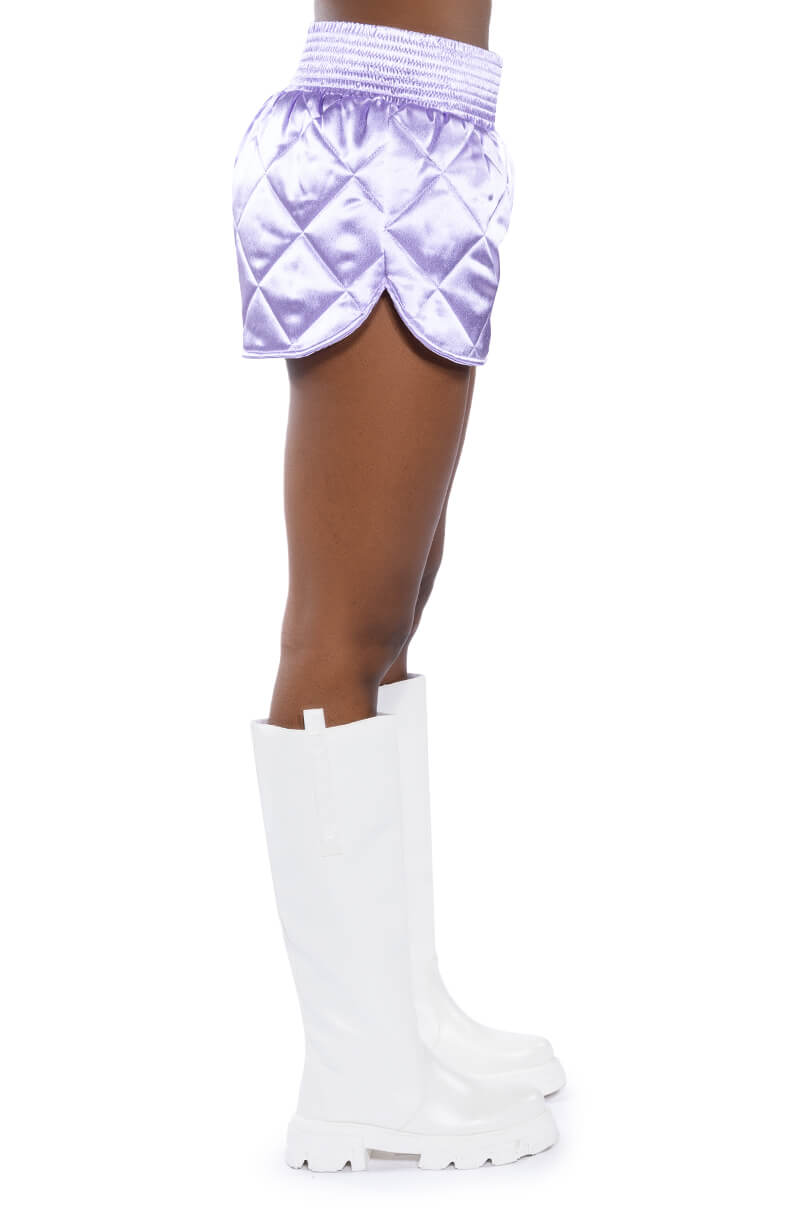 NO CAP QUILTED SATIN DOLPHIN SHORTS