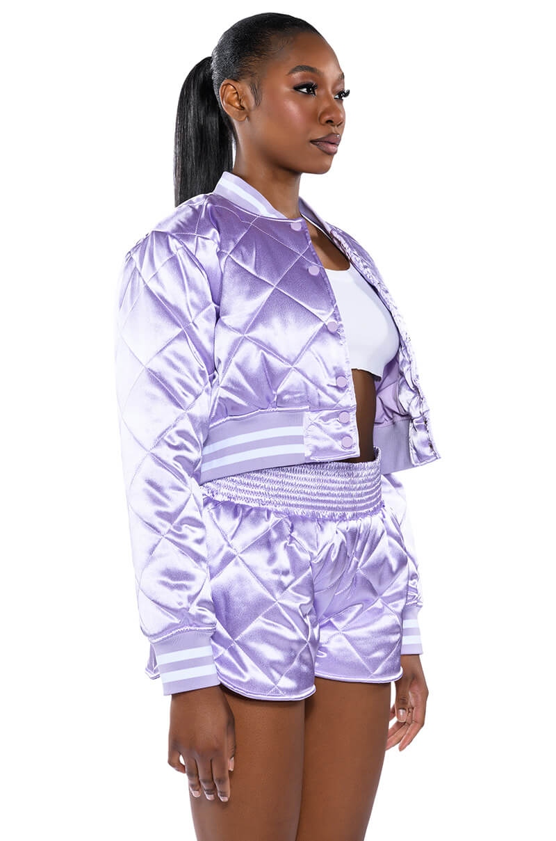 NO CAP QUILTED SATIN DOLPHIN SHORTS