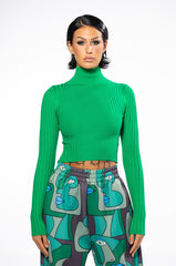 NO DOUBT ABOUT IT CROP RIBBED TURTLENECK TOP