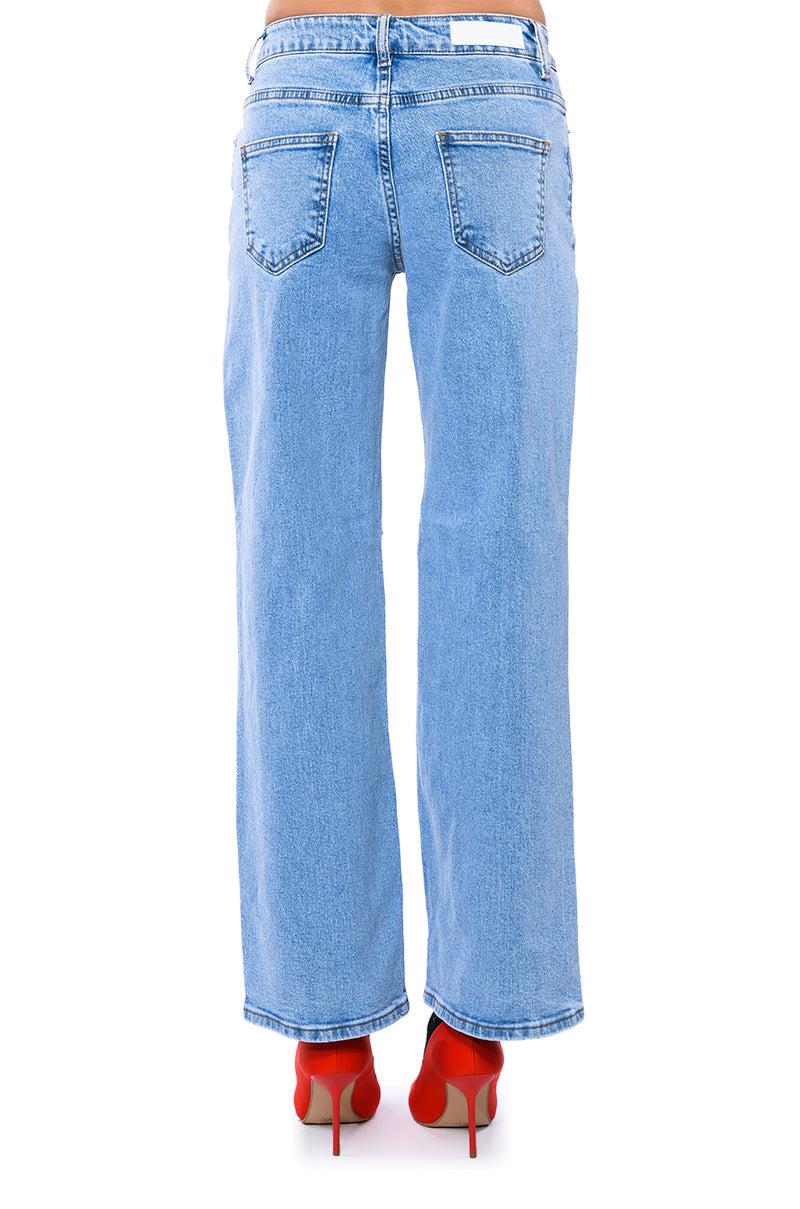 NO PROMISES LOW RISE DISTRESSED JEANS