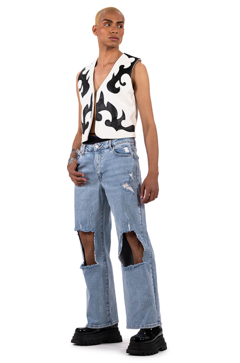 NO PROMISES LOW RISE DISTRESSED JEANS