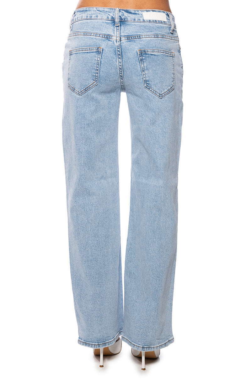 NO PROMISES LOW RISE DISTRESSED JEANS