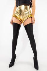 NO SLEEP RUFFLE METALLIC BOOTY SHORT
