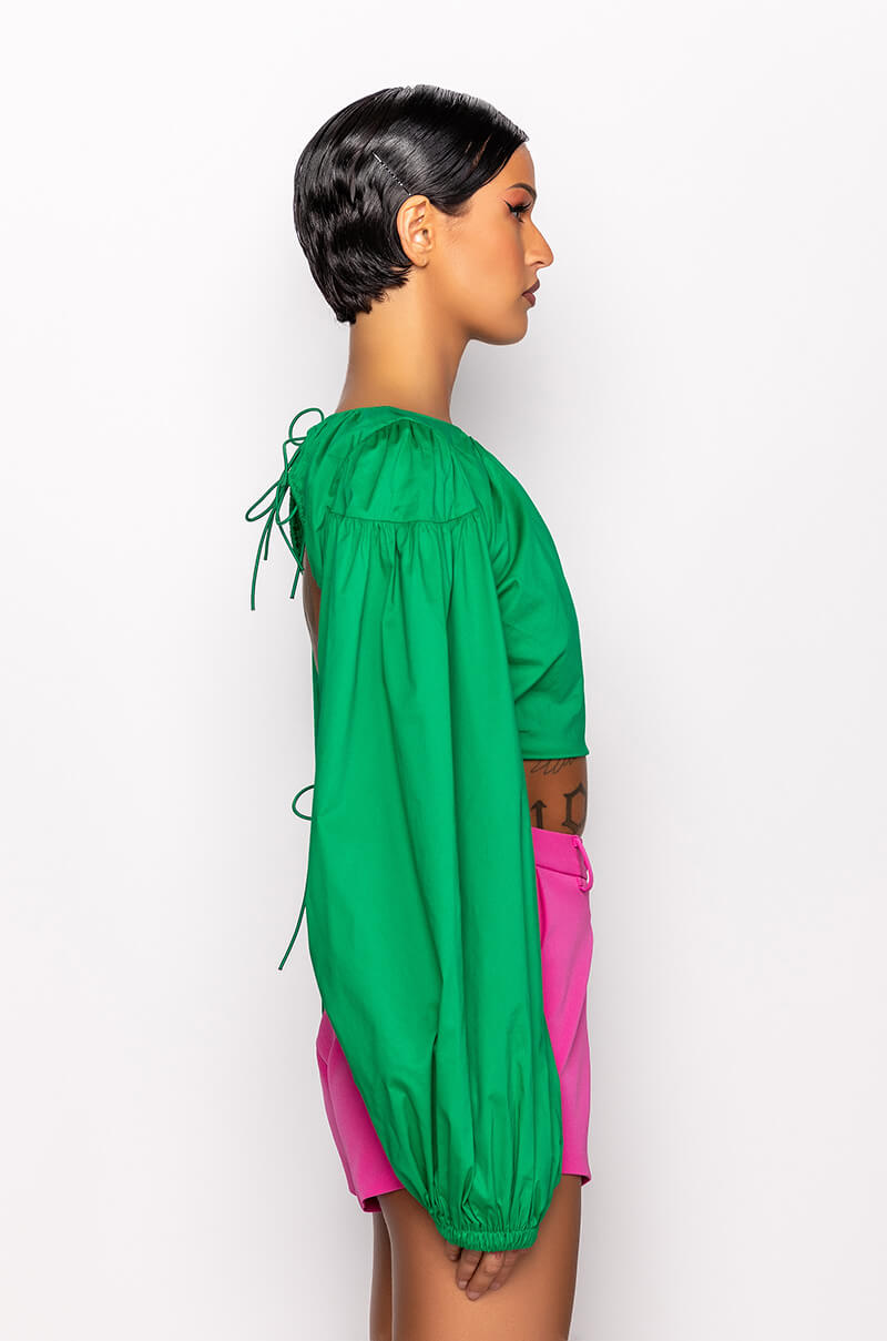 NO WORRIES OPEN BACK BLOUSE