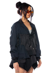 NOT JUST ANYBODY PINSTRIPE BOMBER