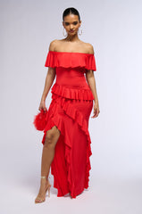 NOT THE EMOJI RUFFLE MAXI DRESS
