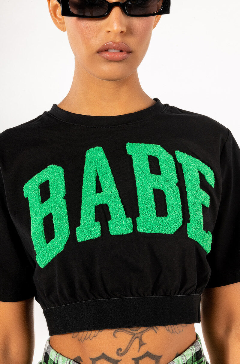 NOT YOUR BABE CROPPED SHORT SLEEVE CREW NECK TSHIRT