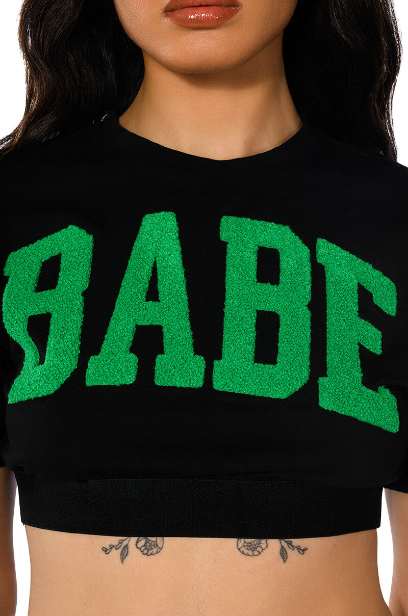 NOT YOUR BABE CROPPED SHORT SLEEVE CREW NECK TSHIRT