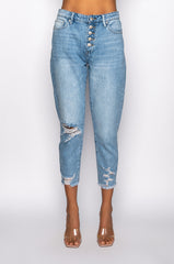 NOT YOUR BABY HIGH RISE DISTRESSED MOM JEAN