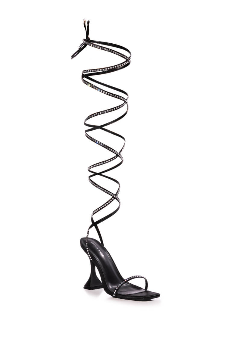 AZALEA WANG SOPHIE LACE UP SANDAL IN BLACK