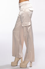 NOTHING BUT TROUBLE SATIN CARGO PANT