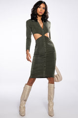 NOTHING TO PROVE MIDI DRESS WITH WAIST CUT OUT