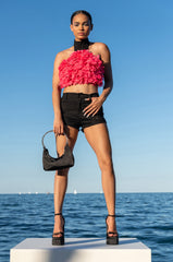 NOW OR NEVER SLEEVELESS MOCK NECK BLOUSE
