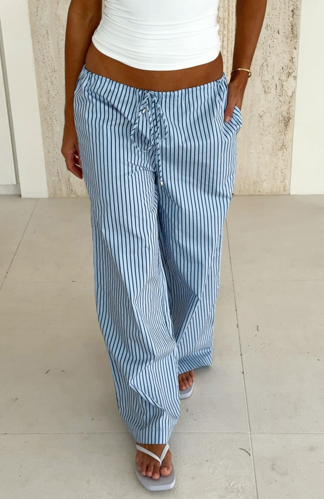 The Sweetest Love Drawstring Pants Blue/Navy Stripe