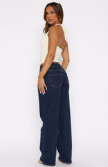 Bring The Style Low Rise Wide Leg Jeans Dark Blue