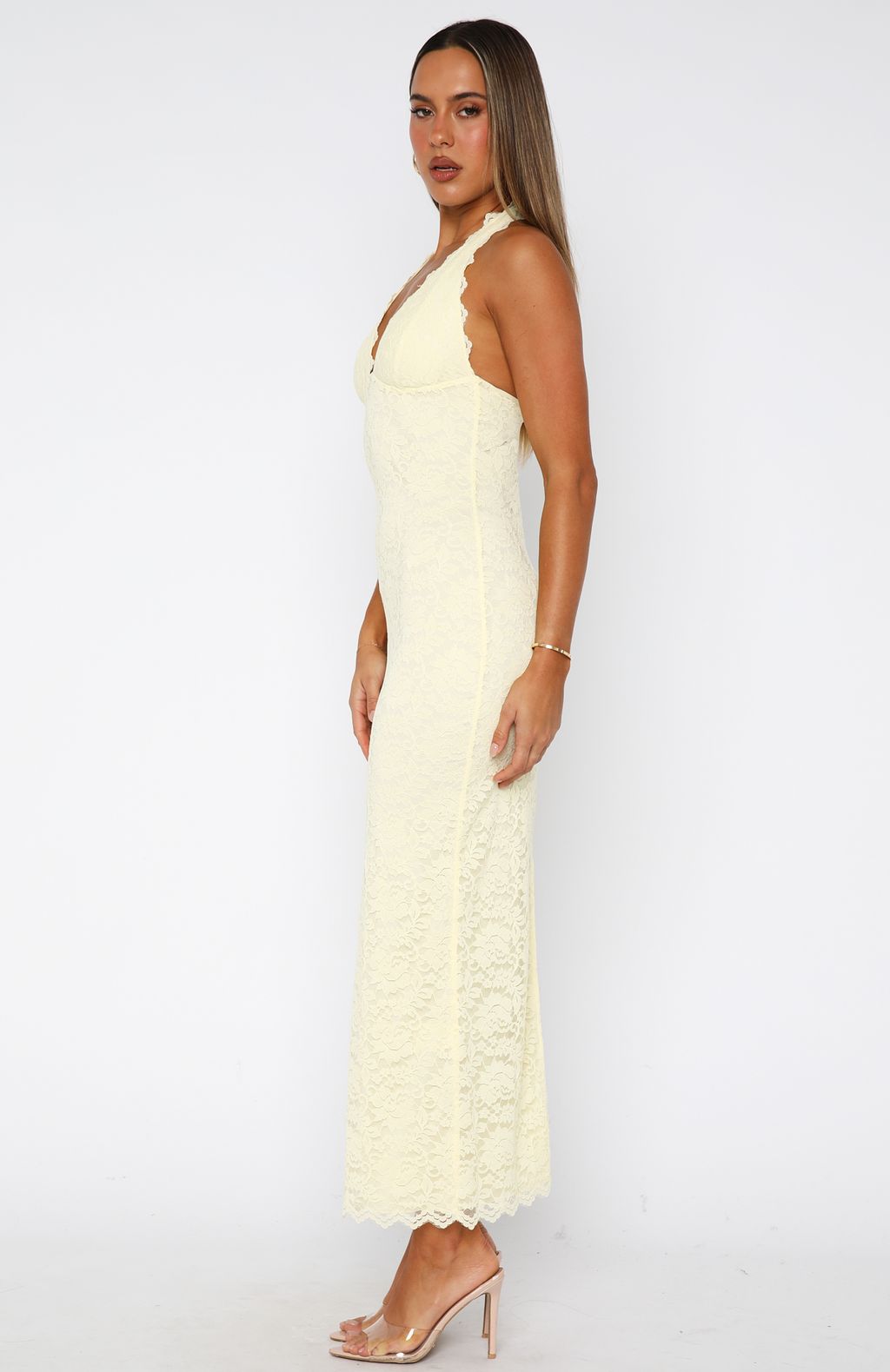 Destiny Lace Maxi Dress Lemon