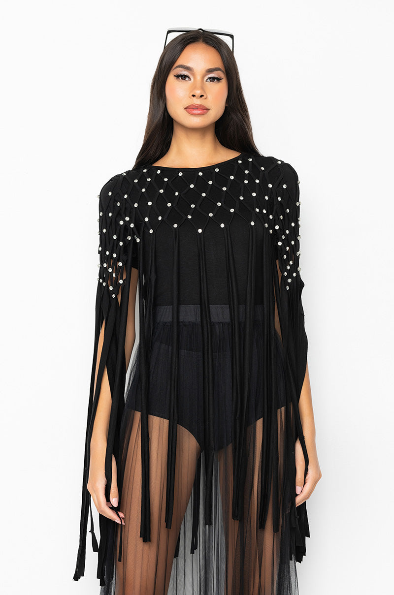 OFF THE TABLE FRINGE DETAIL T SHIRT