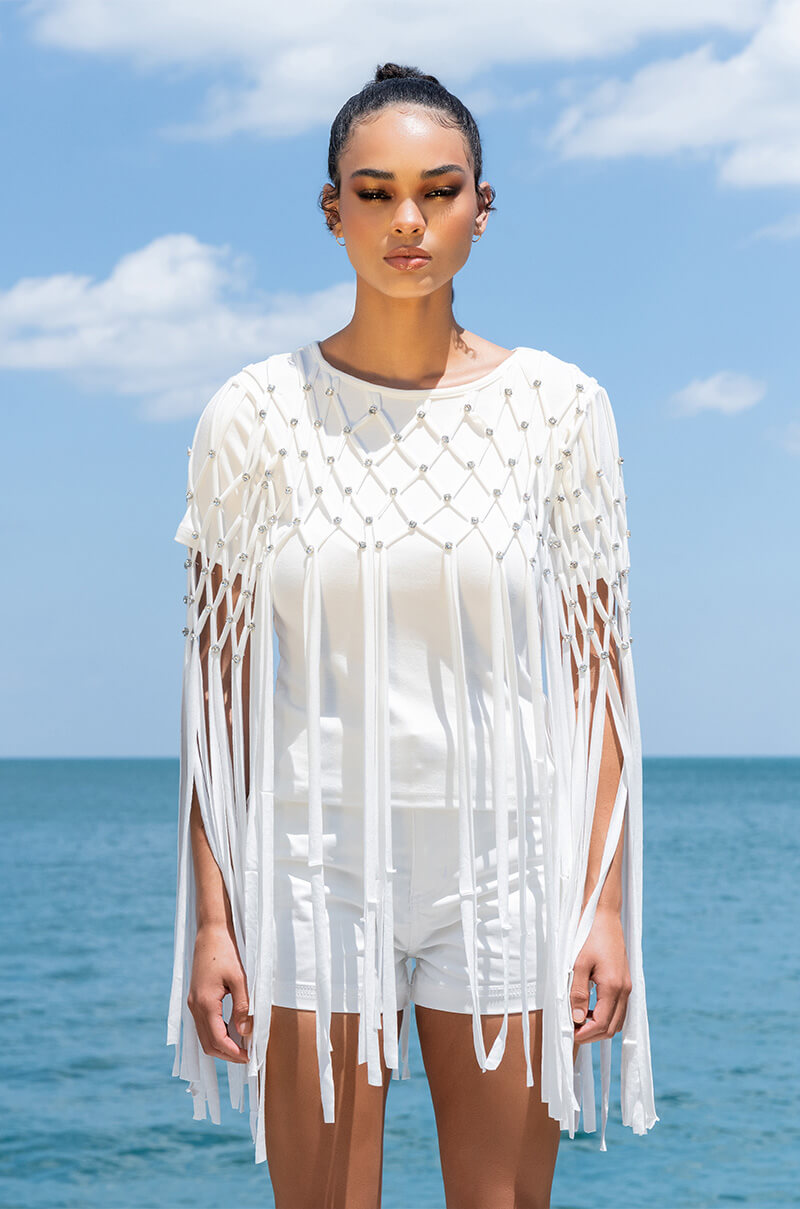 OFF THE TABLE FRINGE DETAIL T SHIRT