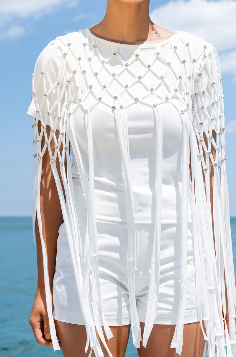 OFF THE TABLE FRINGE DETAIL T SHIRT
