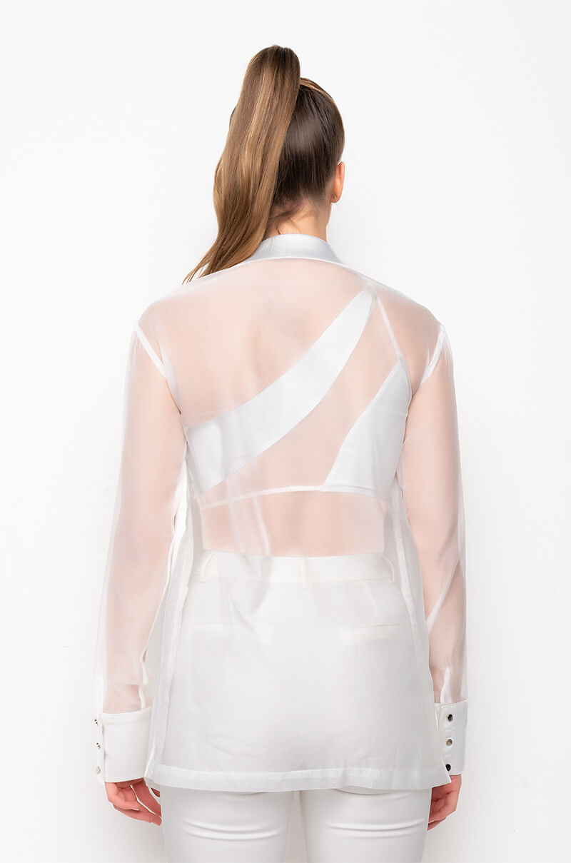 OLIVIER SHEER MIX MEDIA BLAZER