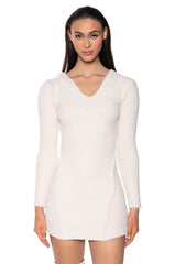 ON DND COZY KNIT HOODED MINI DRESS