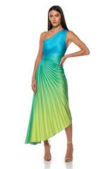 ON MY OWN WAVE OMBRE ONE SHOULDER MAXI DRESS