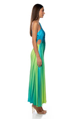 ON MY OWN WAVE OMBRE ONE SHOULDER MAXI DRESS