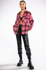 ON THE MOVE PLAID SHACKET