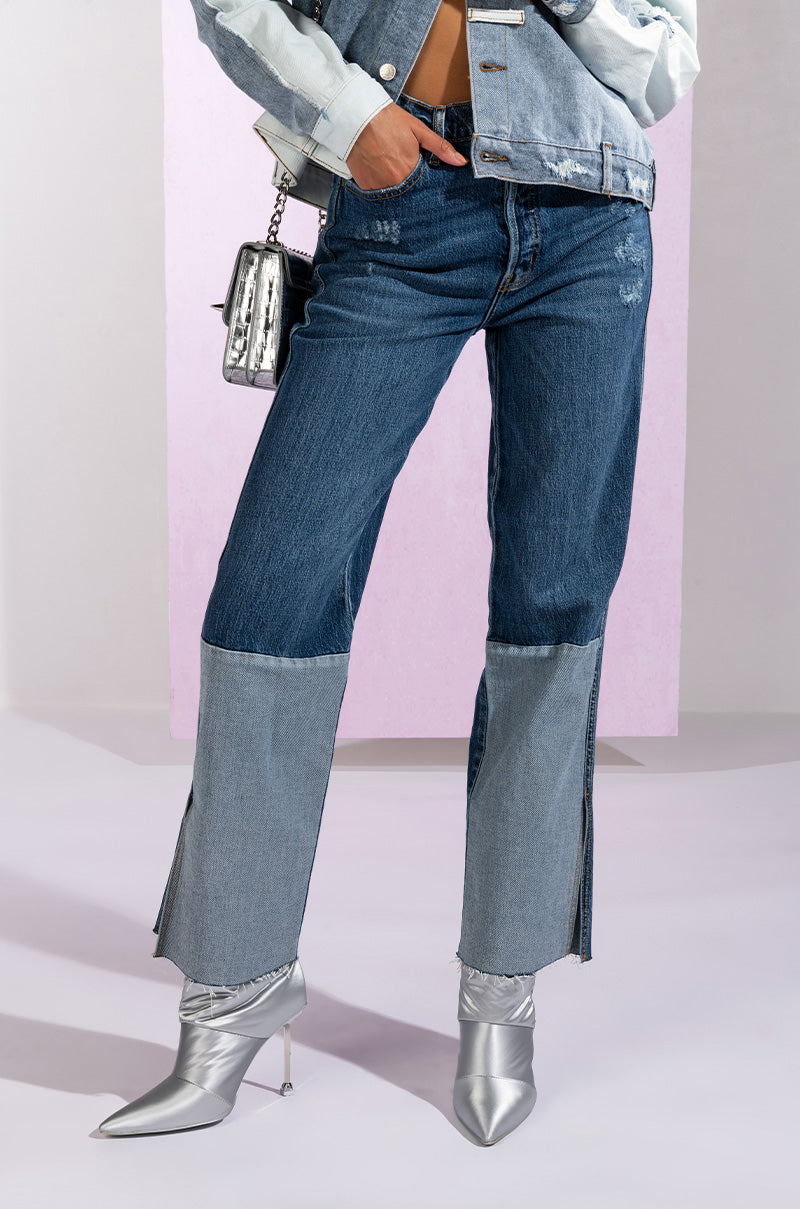 PLAY IT AGAIN HIGH RISE STRAIGHT JEANS