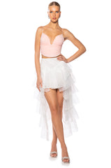 ONCE UPON A DREAM RUFFLE MAXI SKIRT IN WHITE