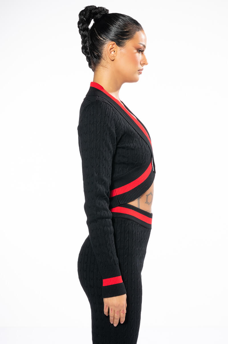 ONE LOVE STRIPE SWEATER CROP TOP