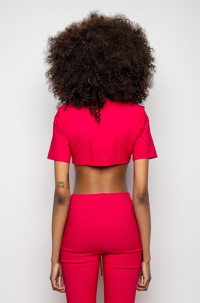 ONE NIGHT ONLY SHORT SLEEVE TIE FRONT BLOUSE