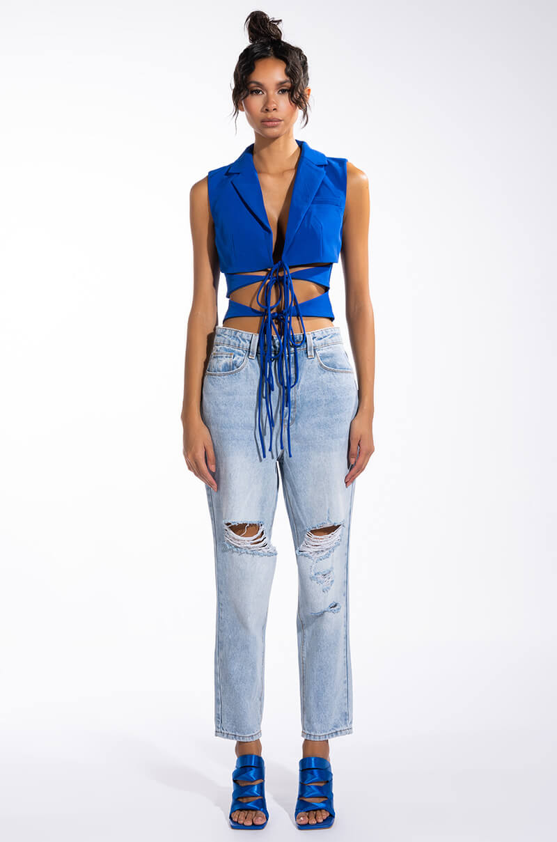 OPEN CONCEPT TIE FRONT VEST