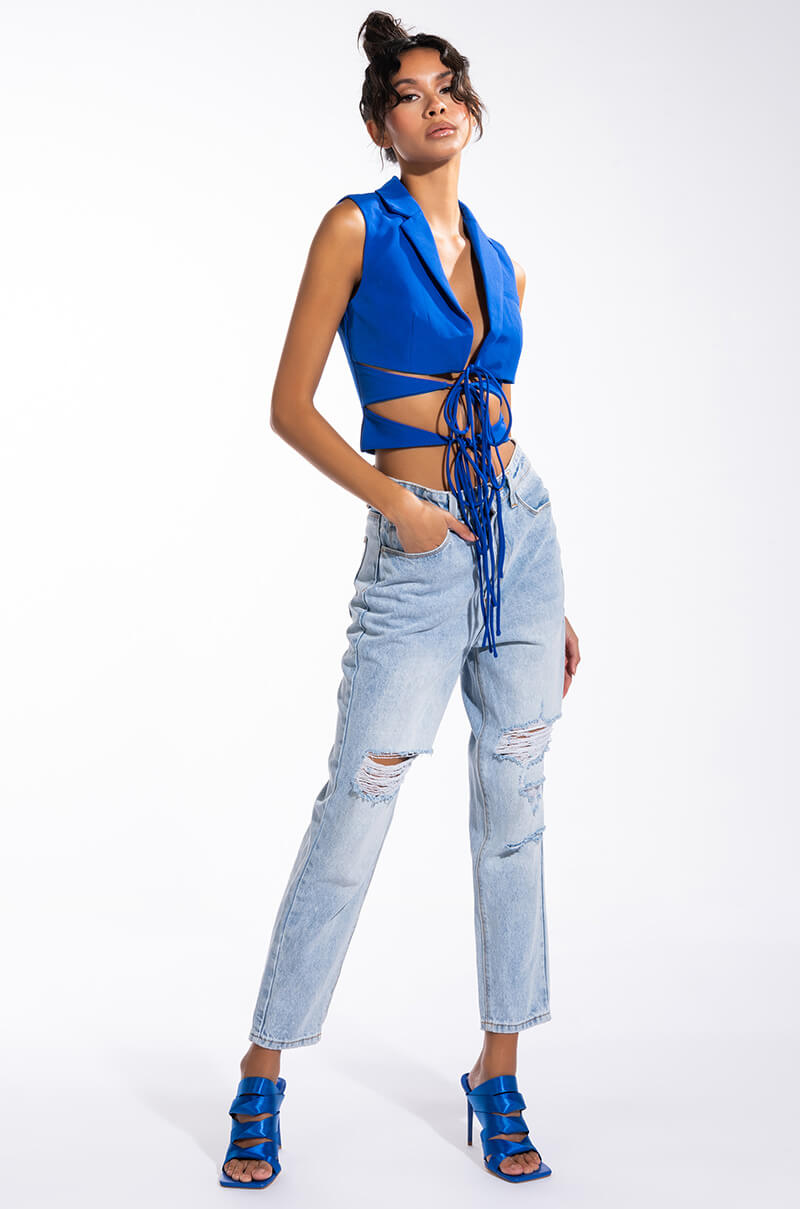 OPEN CONCEPT TIE FRONT VEST