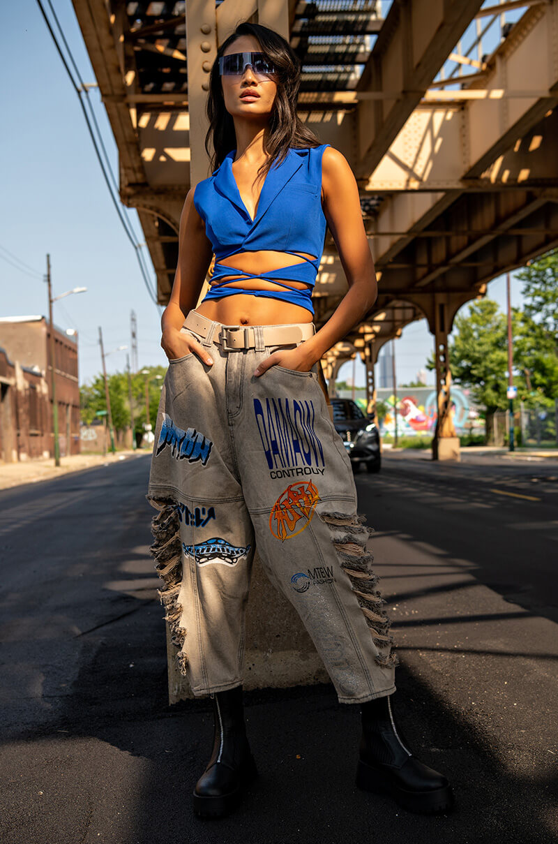 OPEN CONCEPT TIE FRONT VEST