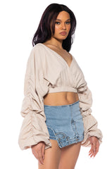 OPHELIA RUCHED LONG SLEEVE BLOUSE