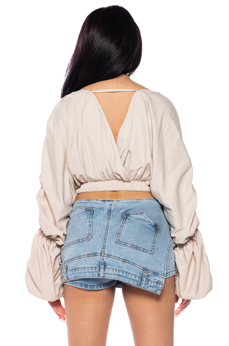 OPHELIA RUCHED LONG SLEEVE BLOUSE