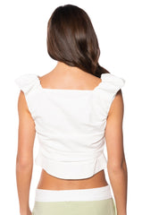 ORCHID RUFFLE SLEEVE CORSET TOP IN WHITE